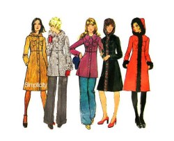 5255 SIMPLICITY 1972 LINED COAT LENGTHS HOOD OR NOT PATTERN 12 34"B
